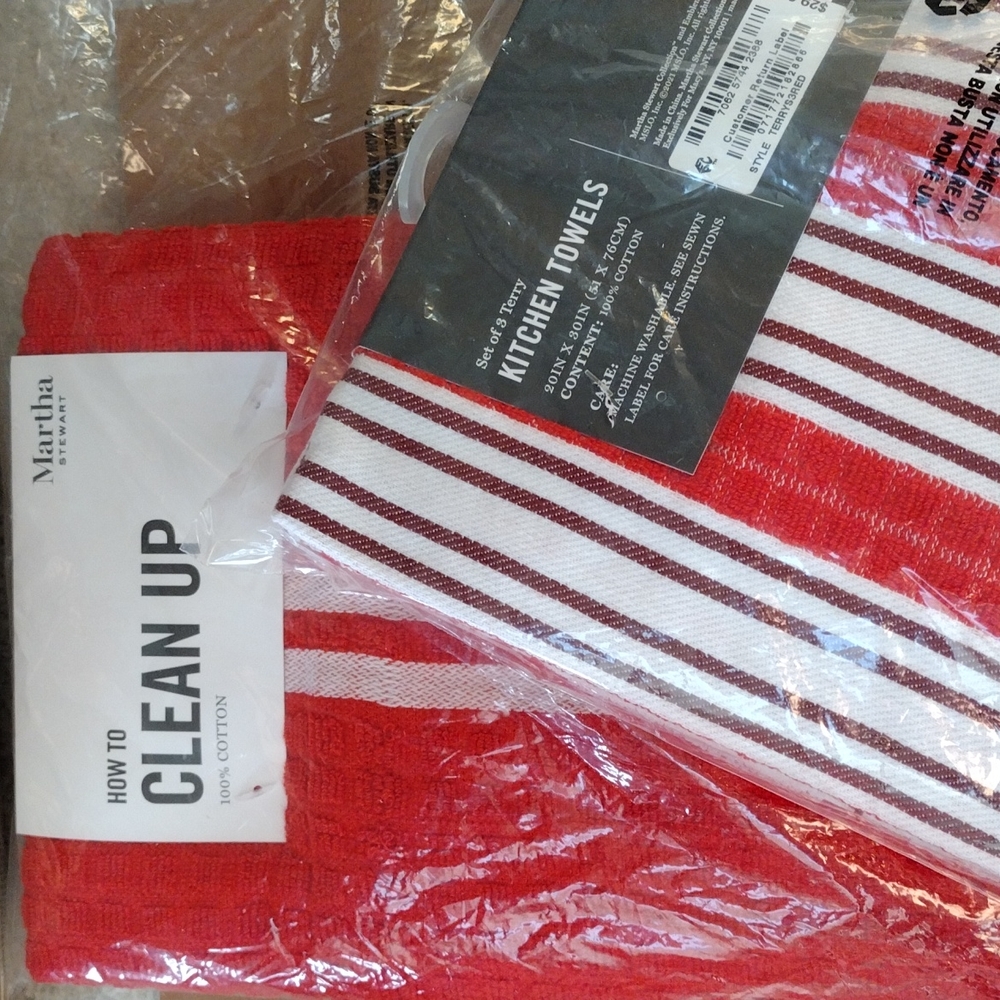 MARTHA STEWART How to Clean Up Cotton Terry Kitchen 6 Towels New